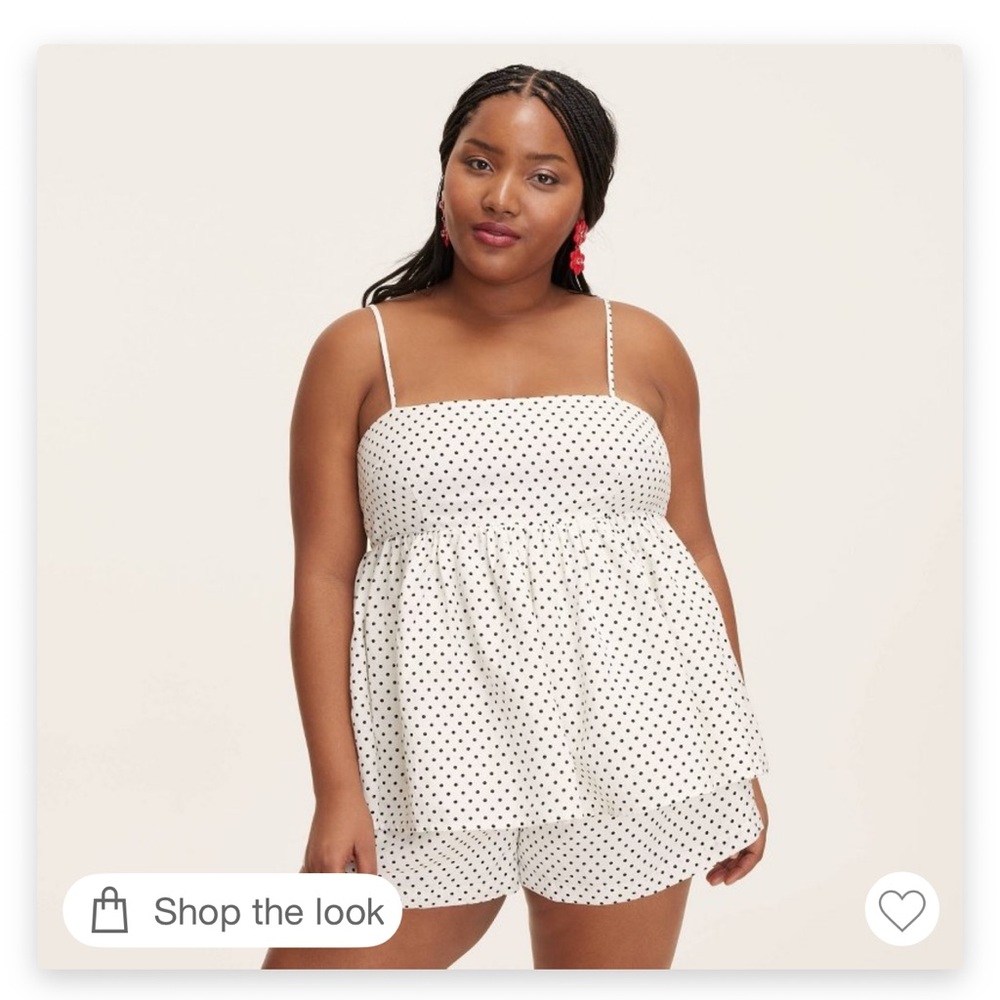 Kate Spade x Target Cream/Black Polka Dot Linen Baby Doll Tank Top, Size XS, NWT